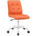 Primewir Prim Mid Back Office Chair In Orange Tufted Leatherette On Chrome Base EEI-1533-ORA